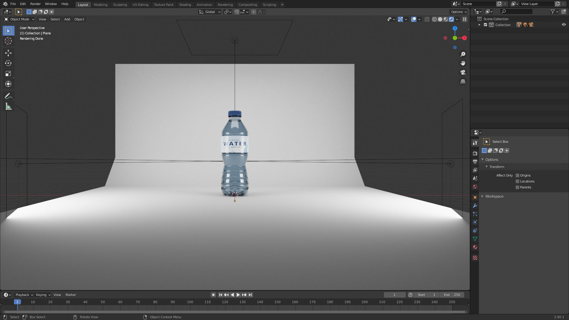 Plastic Water Bottle 250ml 3D model_4