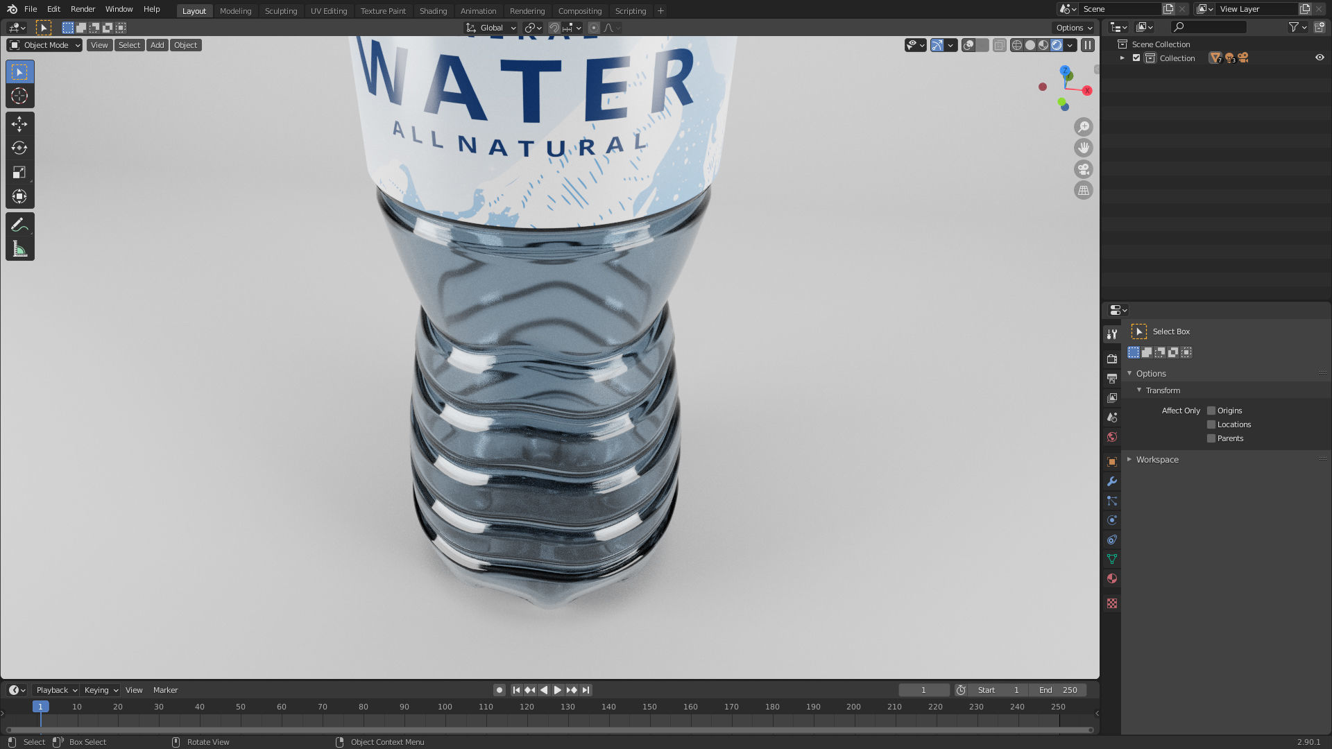 Plastic Water Bottle 250ml 3D model_3