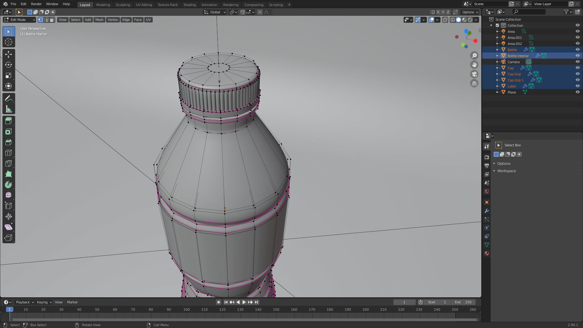 Plastic Water Bottle 250ml 3D model_7