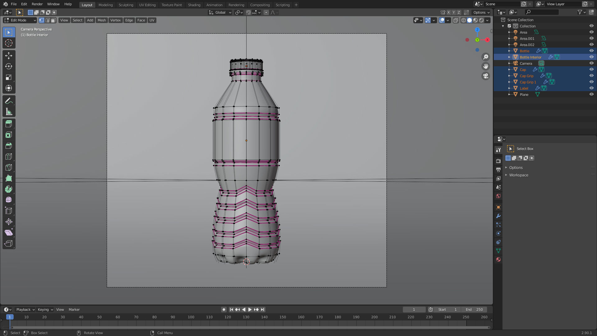 Plastic Water Bottle 250ml 3D model_6