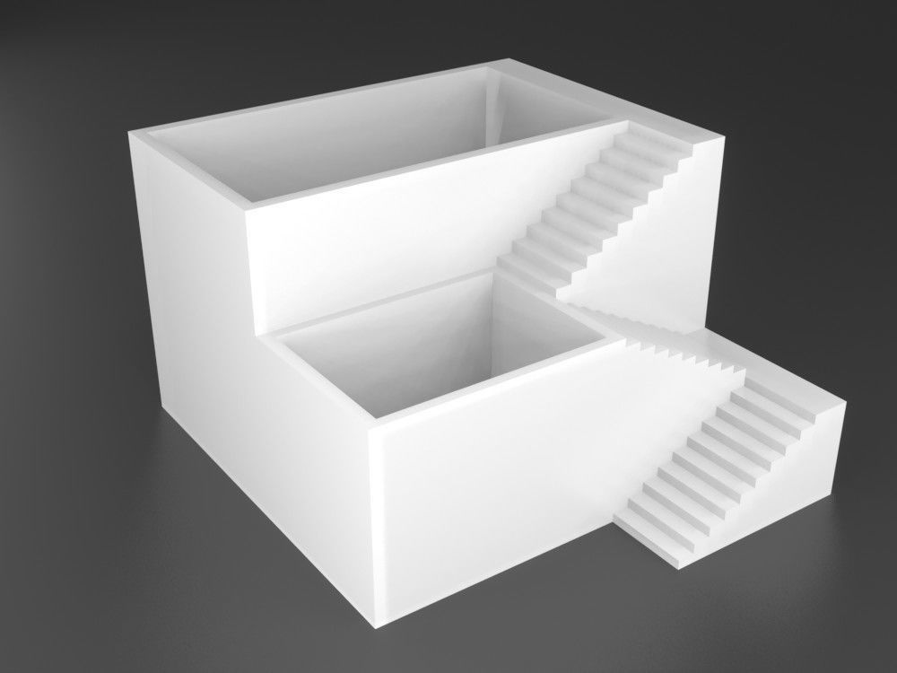 Elegant Pot Plant 2 with stairs 3D printable 3D print model 3D print model_1