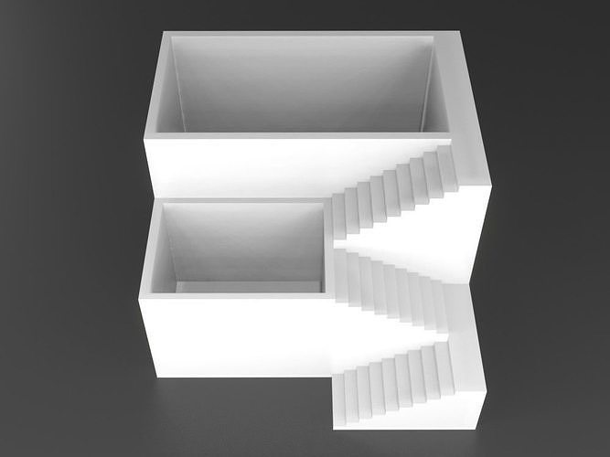 Elegant Pot Plant 2 with stairs 3D printable 3D print model 3D print model