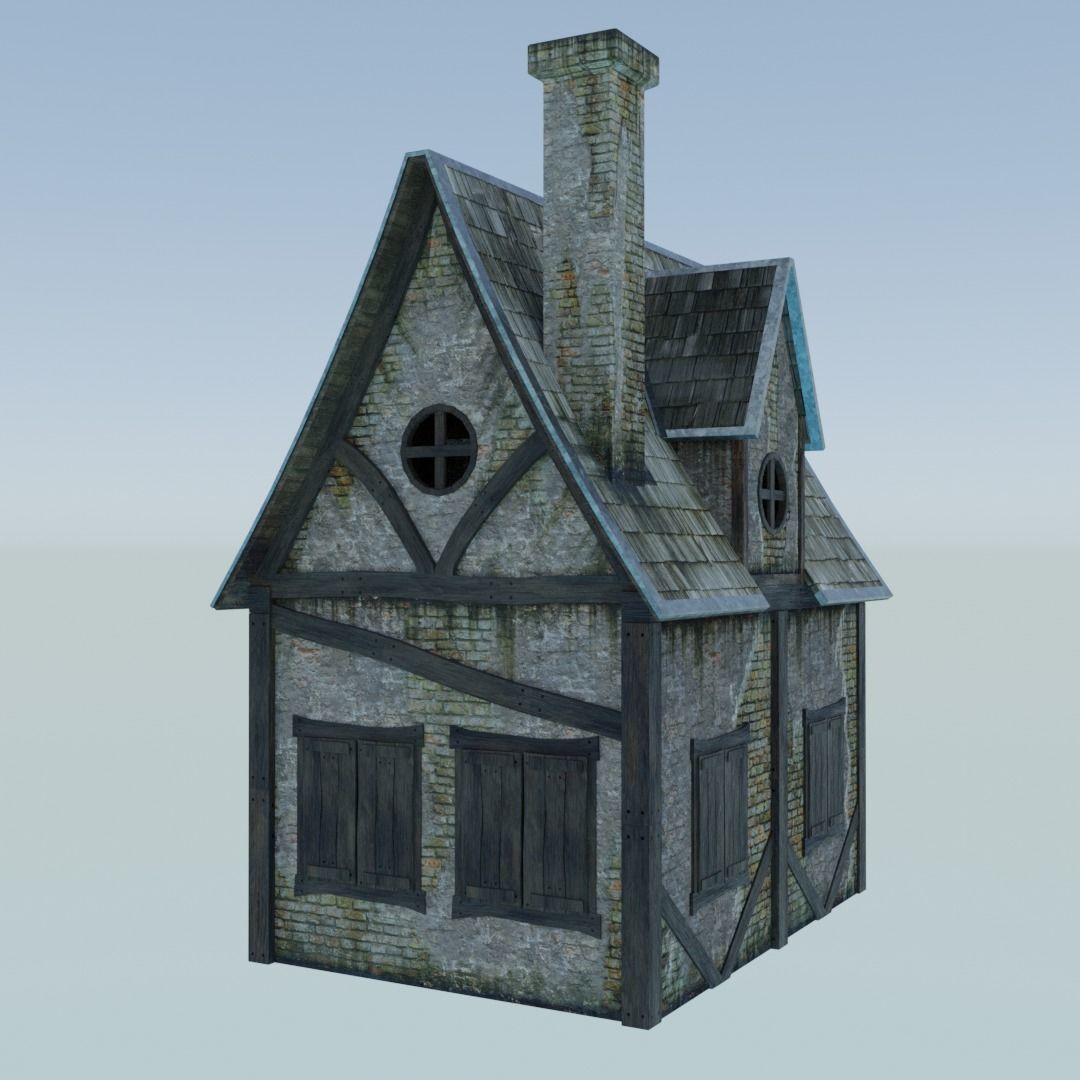 Small Medieval House Free 3D model_3