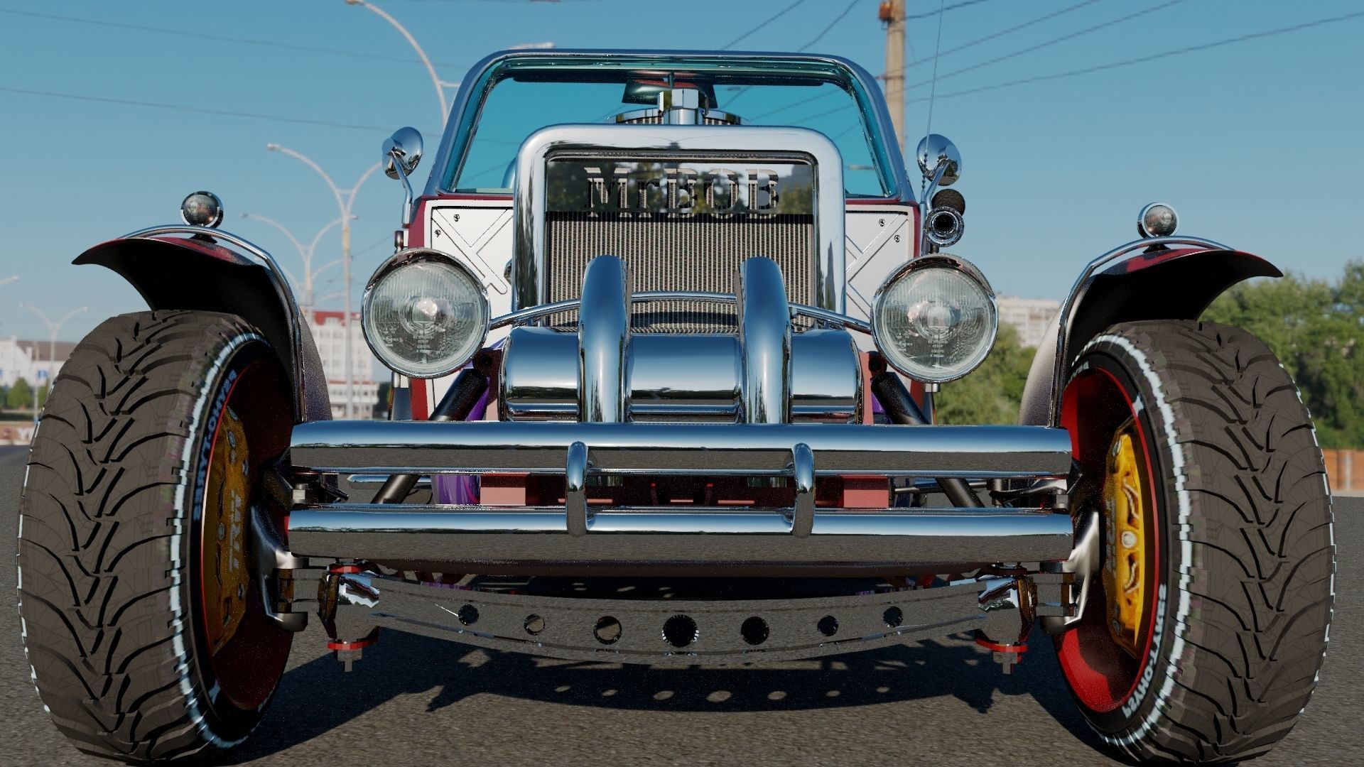 HotRod hot rod car with flames 3D model_1