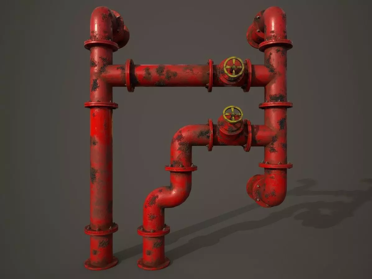 Old pipes Low-poly 3D model_0