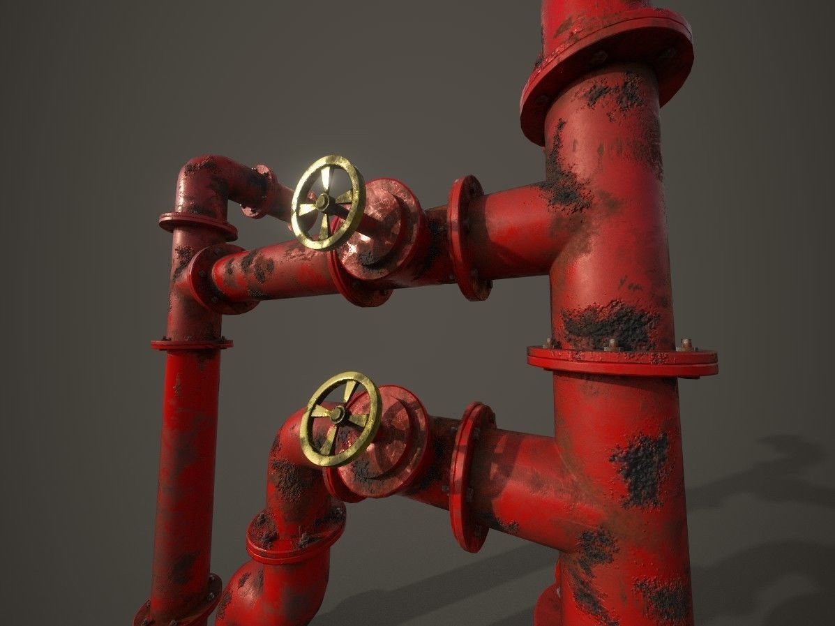 Old pipes Low-poly 3D model_1
