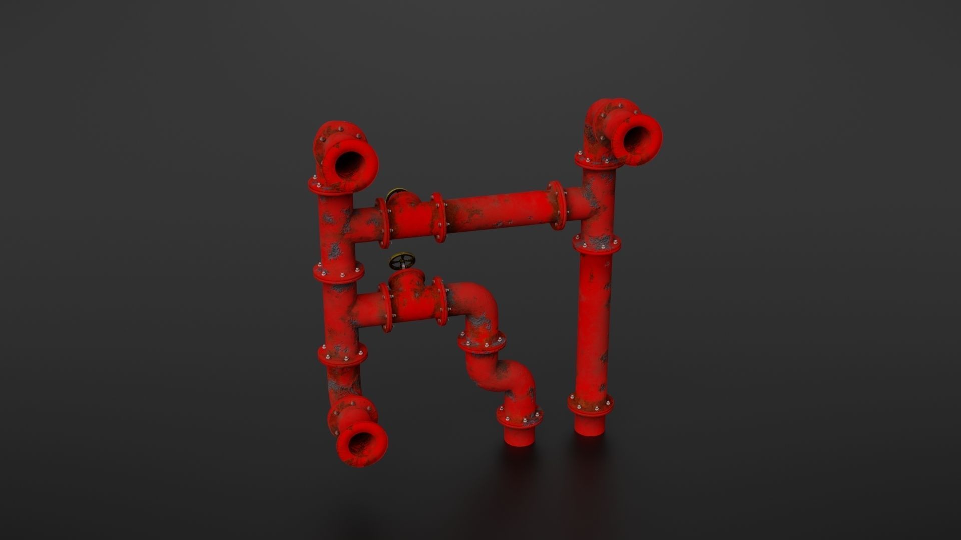 Old pipes Low-poly 3D model_13