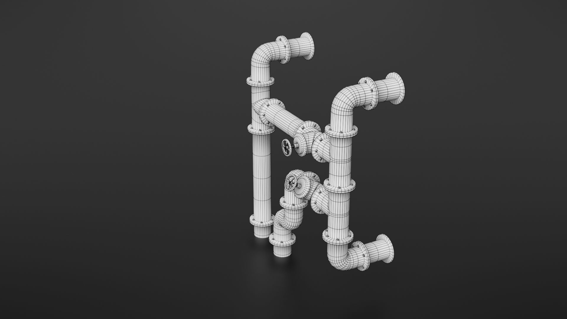Old pipes Low-poly 3D model_5
