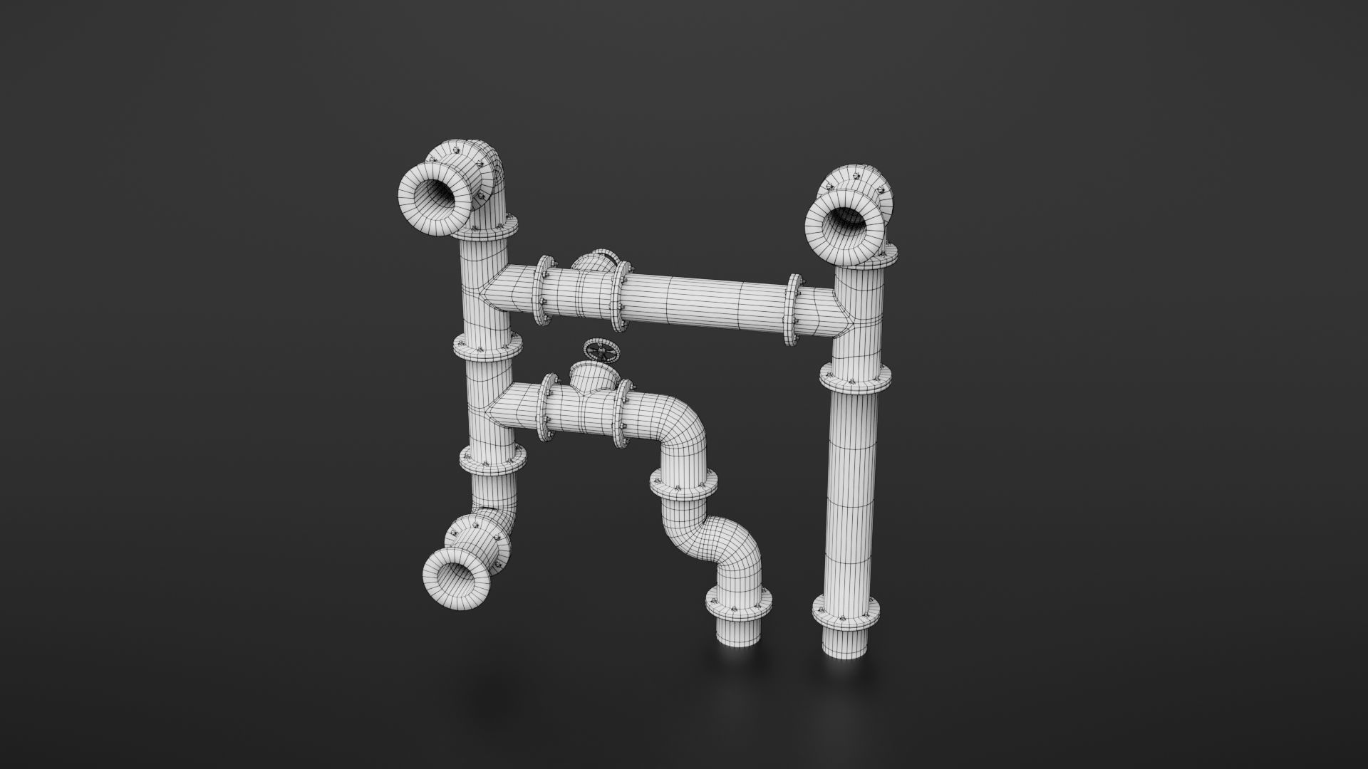 Old pipes Low-poly 3D model_19