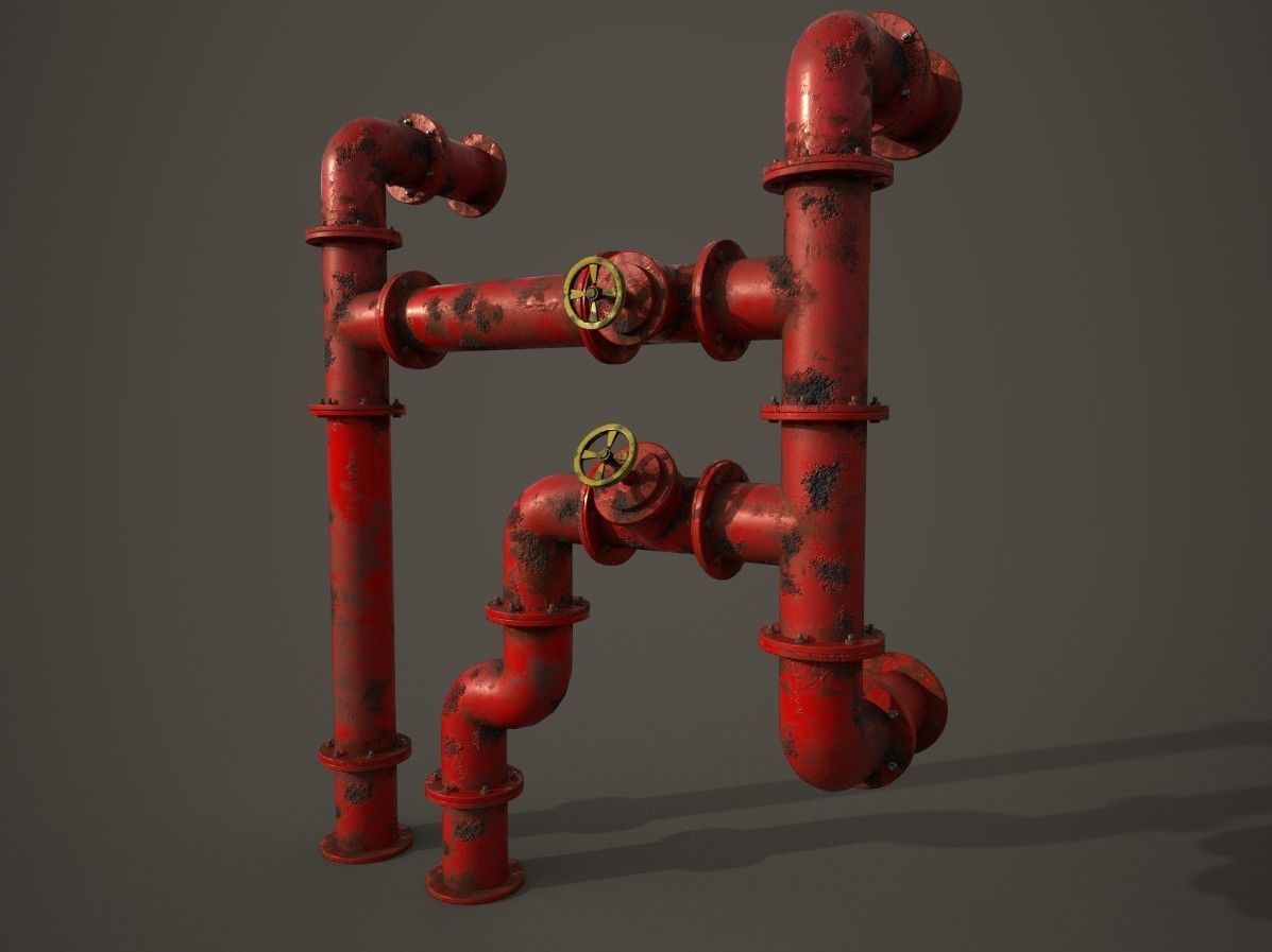 Old pipes Low-poly 3D model_2