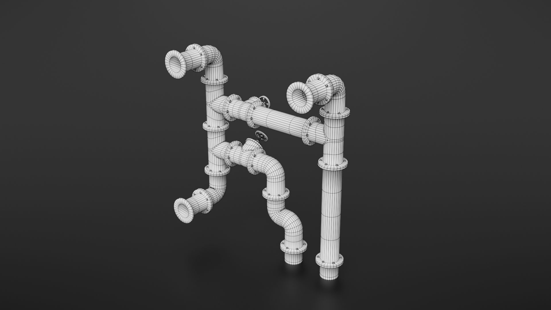 Old pipes Low-poly 3D model_10