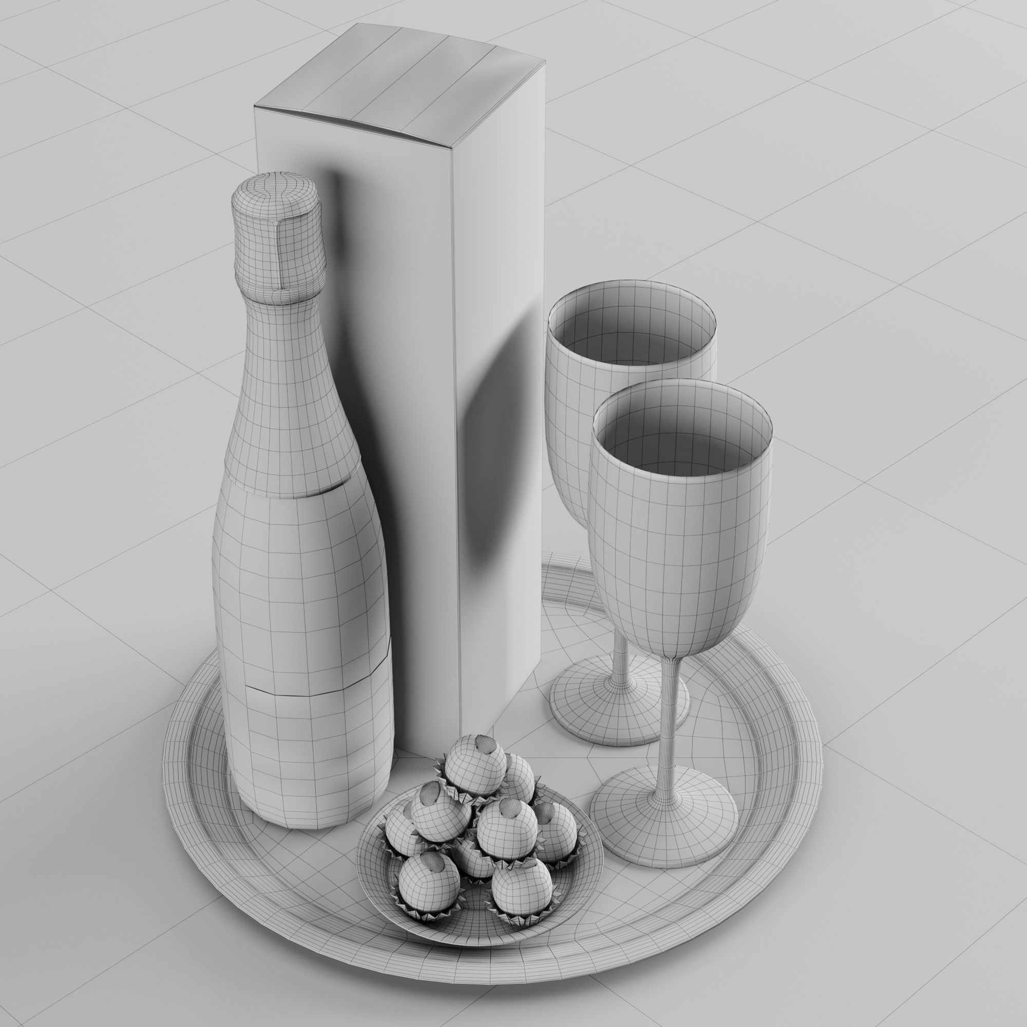 Champagne On A Tray set 2 3D model_23