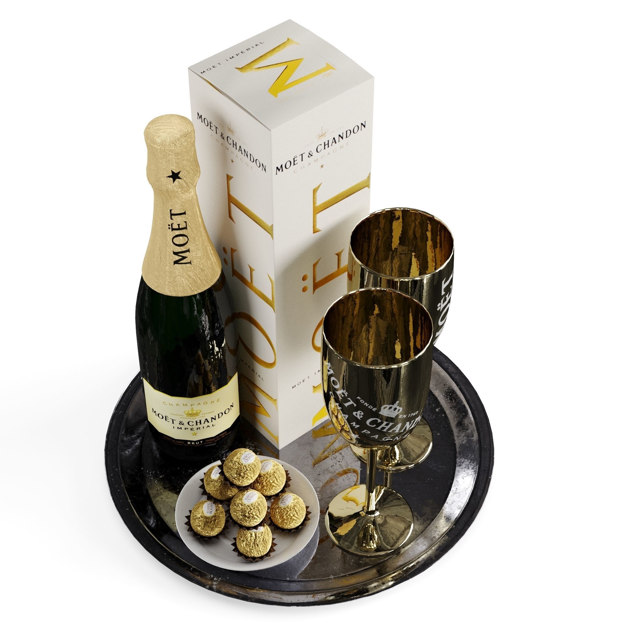 Champagne On A Tray set 2 3D model_6