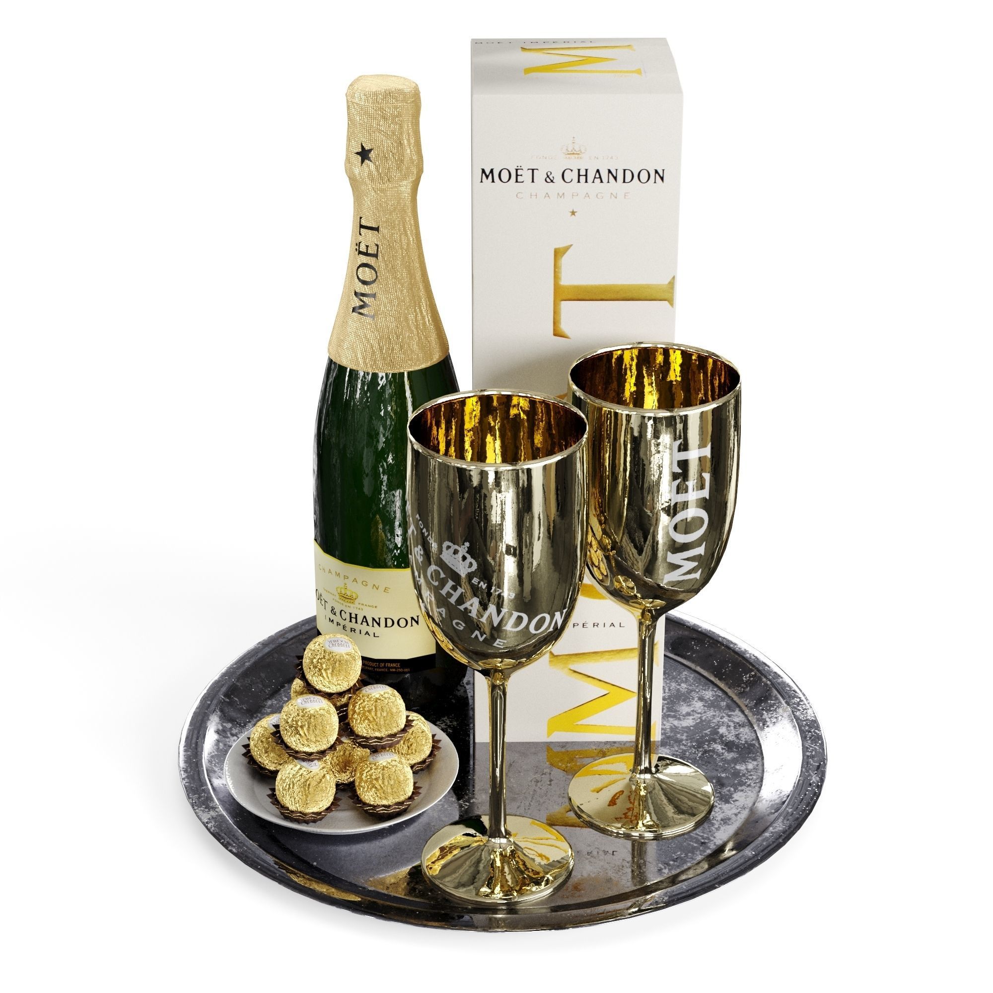 Champagne On A Tray set 2 3D model_40