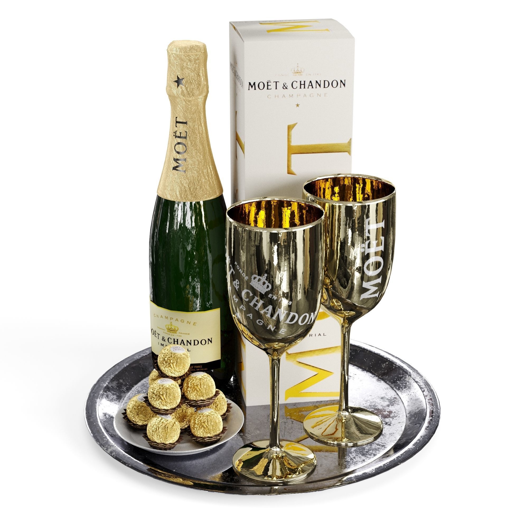 Champagne On A Tray set 2 3D model_37
