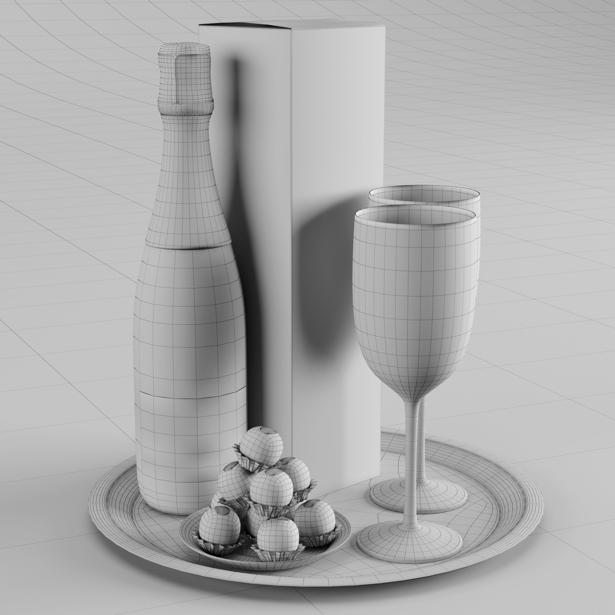 Champagne On A Tray set 2 3D model_30