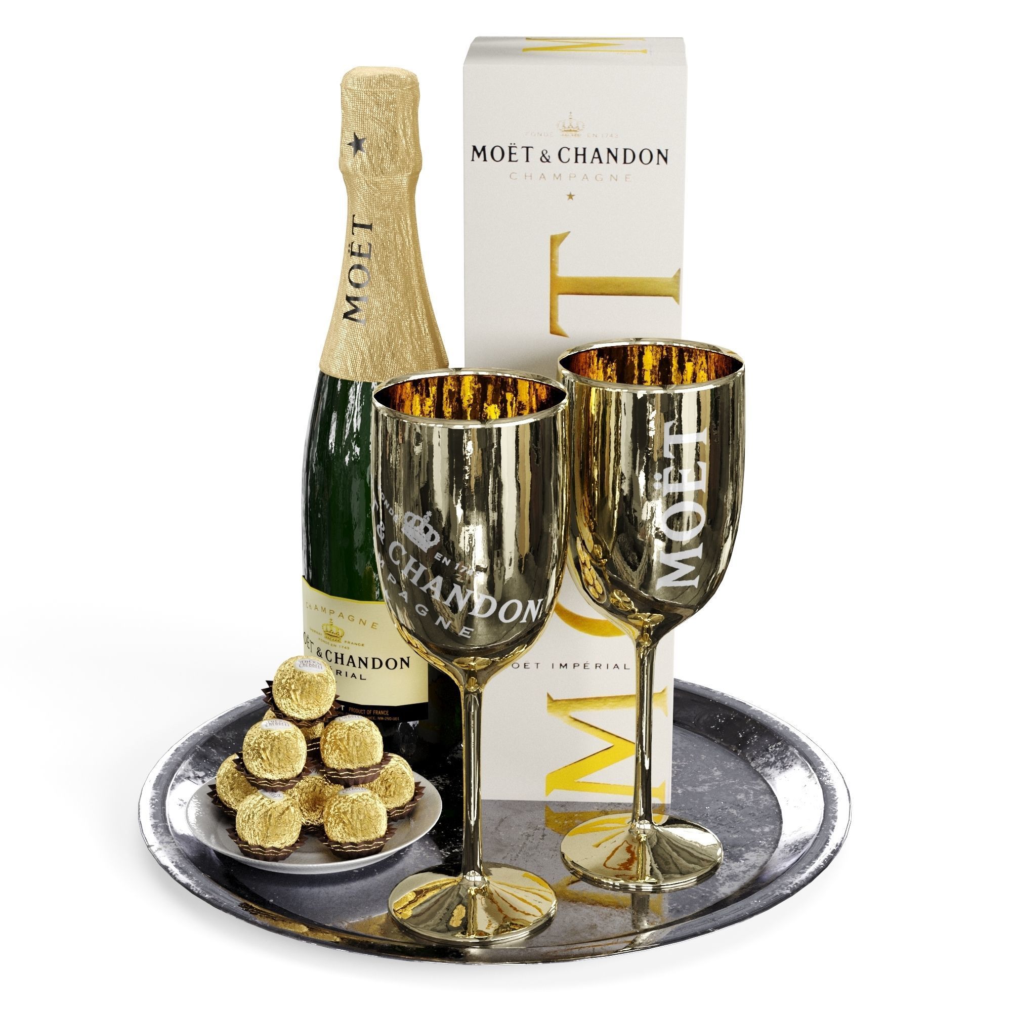 Champagne On A Tray set 2 3D model_42