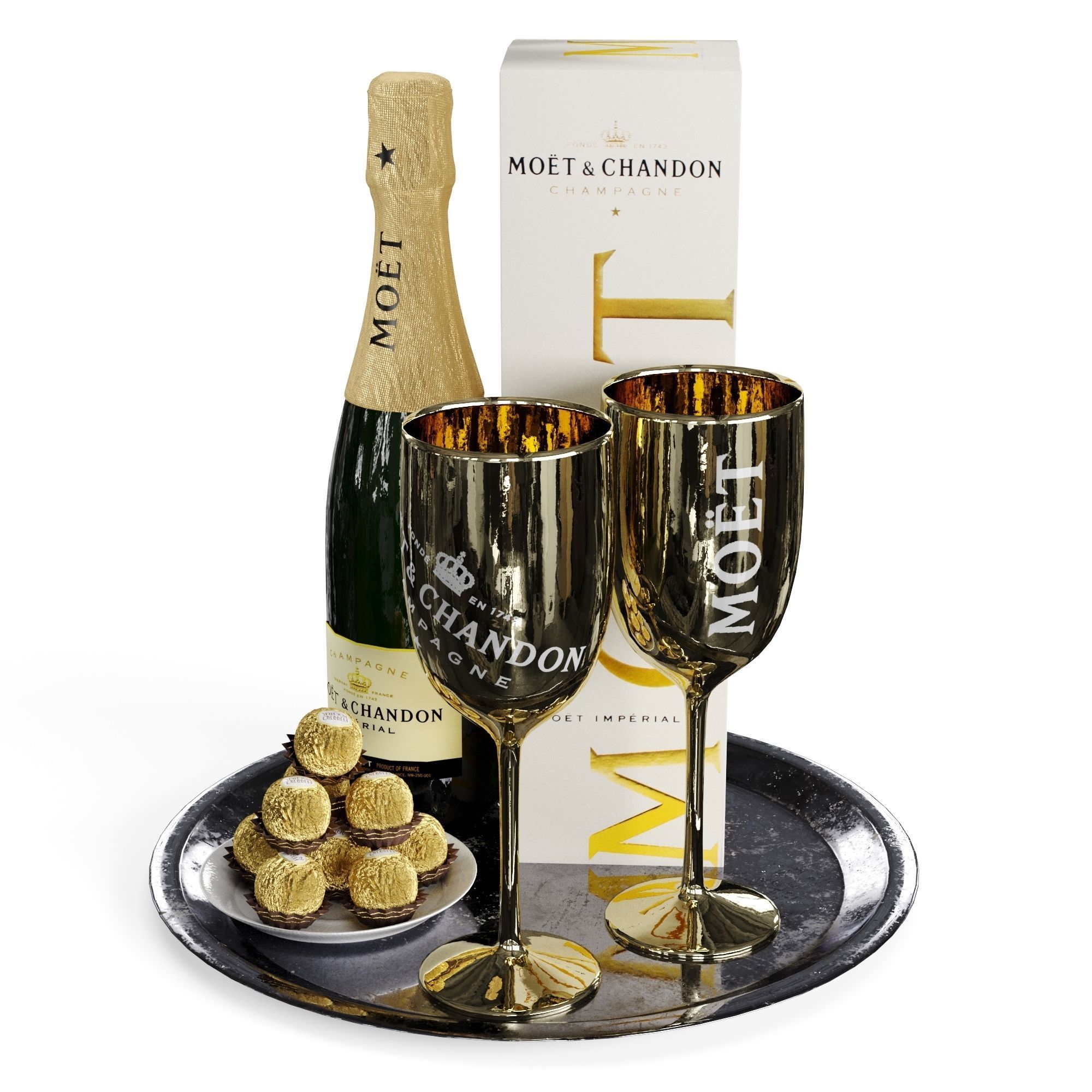Champagne On A Tray set 2 3D model_16