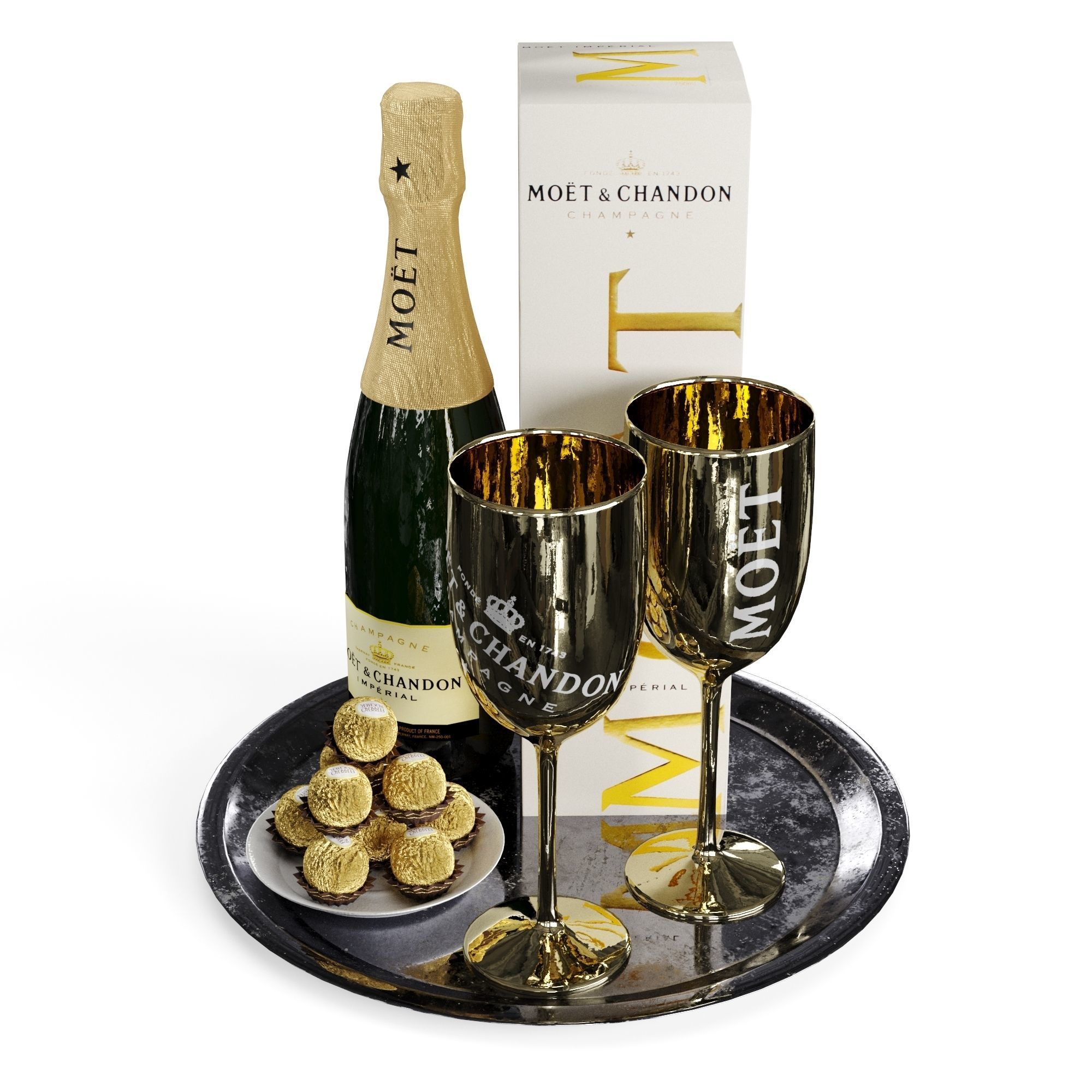 Champagne On A Tray set 2 3D model_4