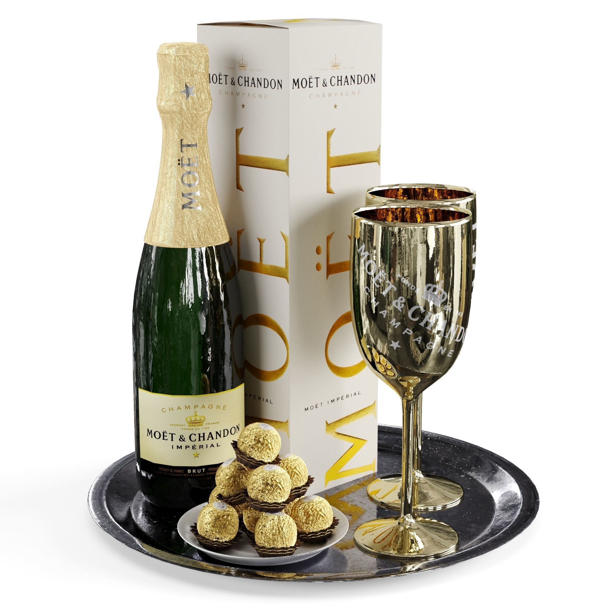 Champagne On A Tray set 2 3D model_38