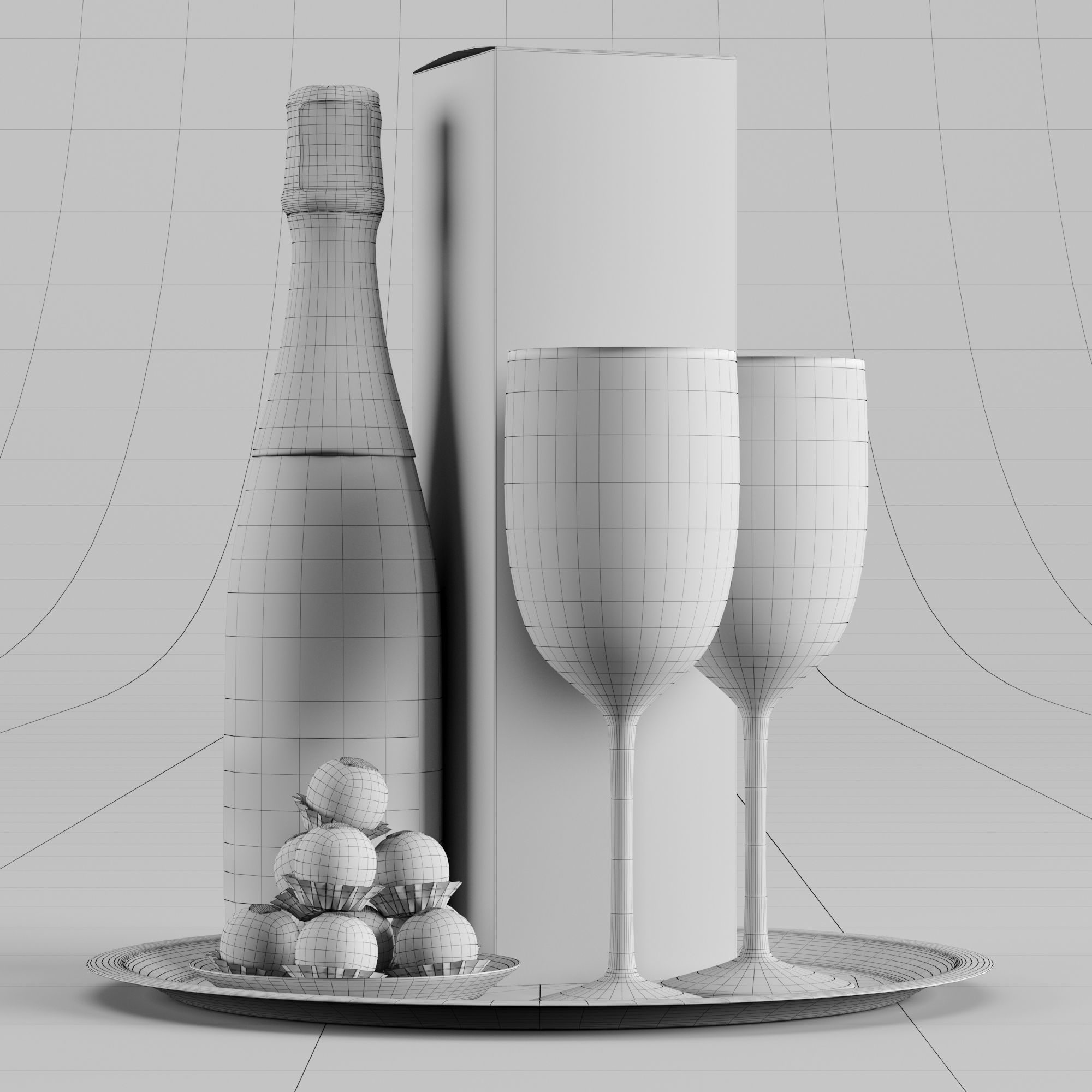 Champagne On A Tray set 2 3D model_20
