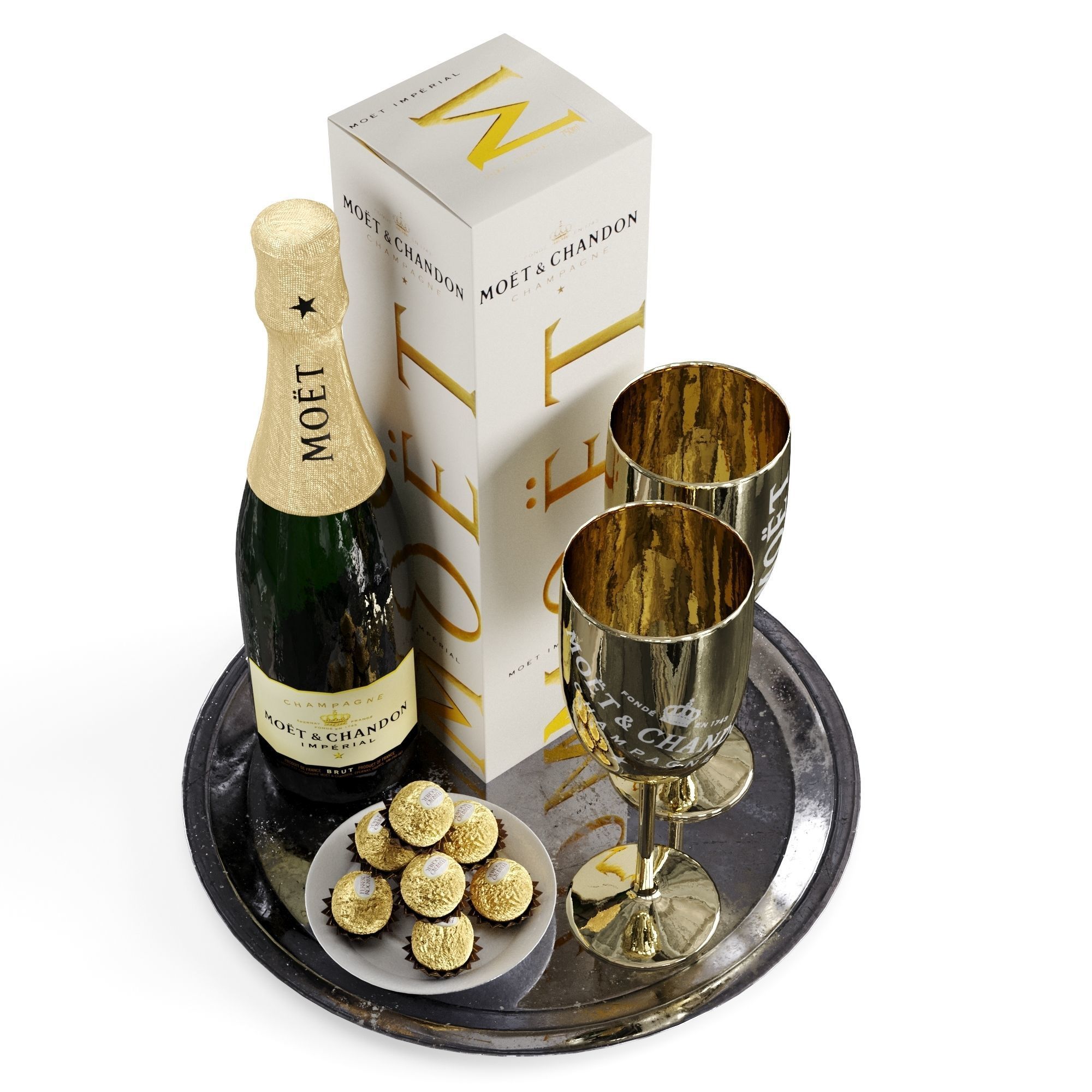 Champagne On A Tray set 2 3D model_41