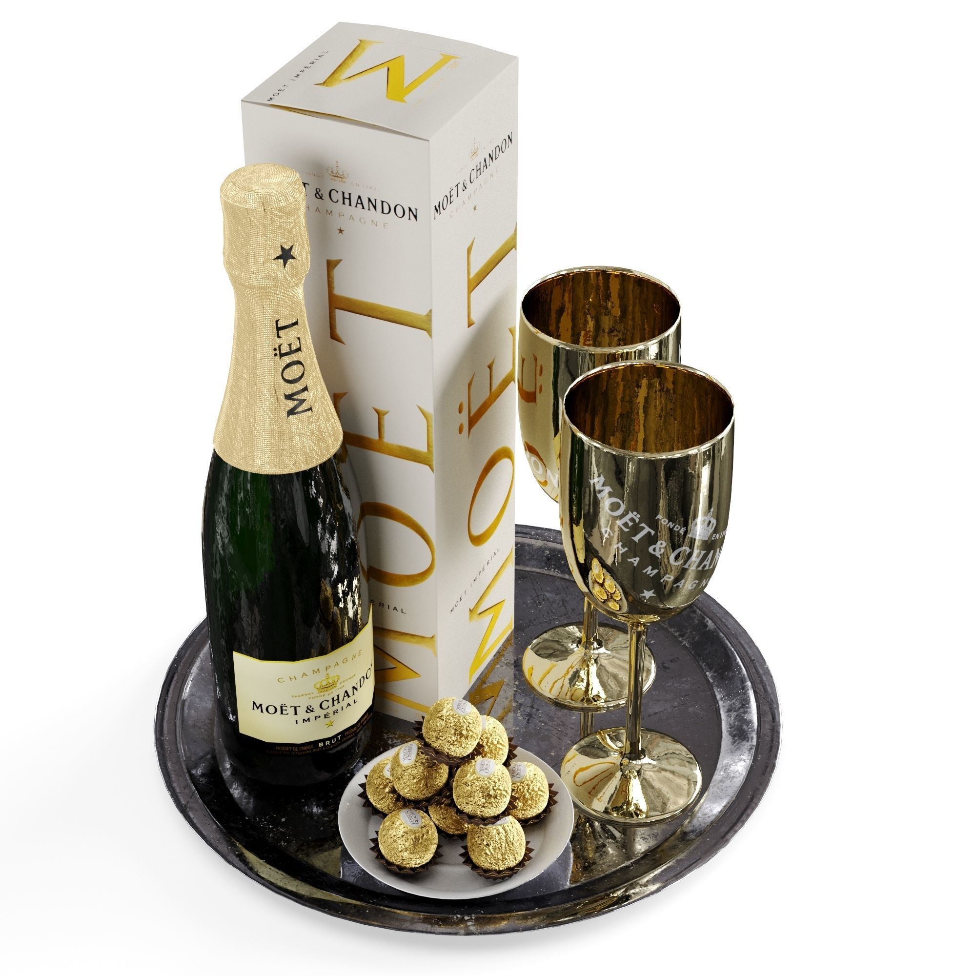 Champagne On A Tray set 2 3D model_39