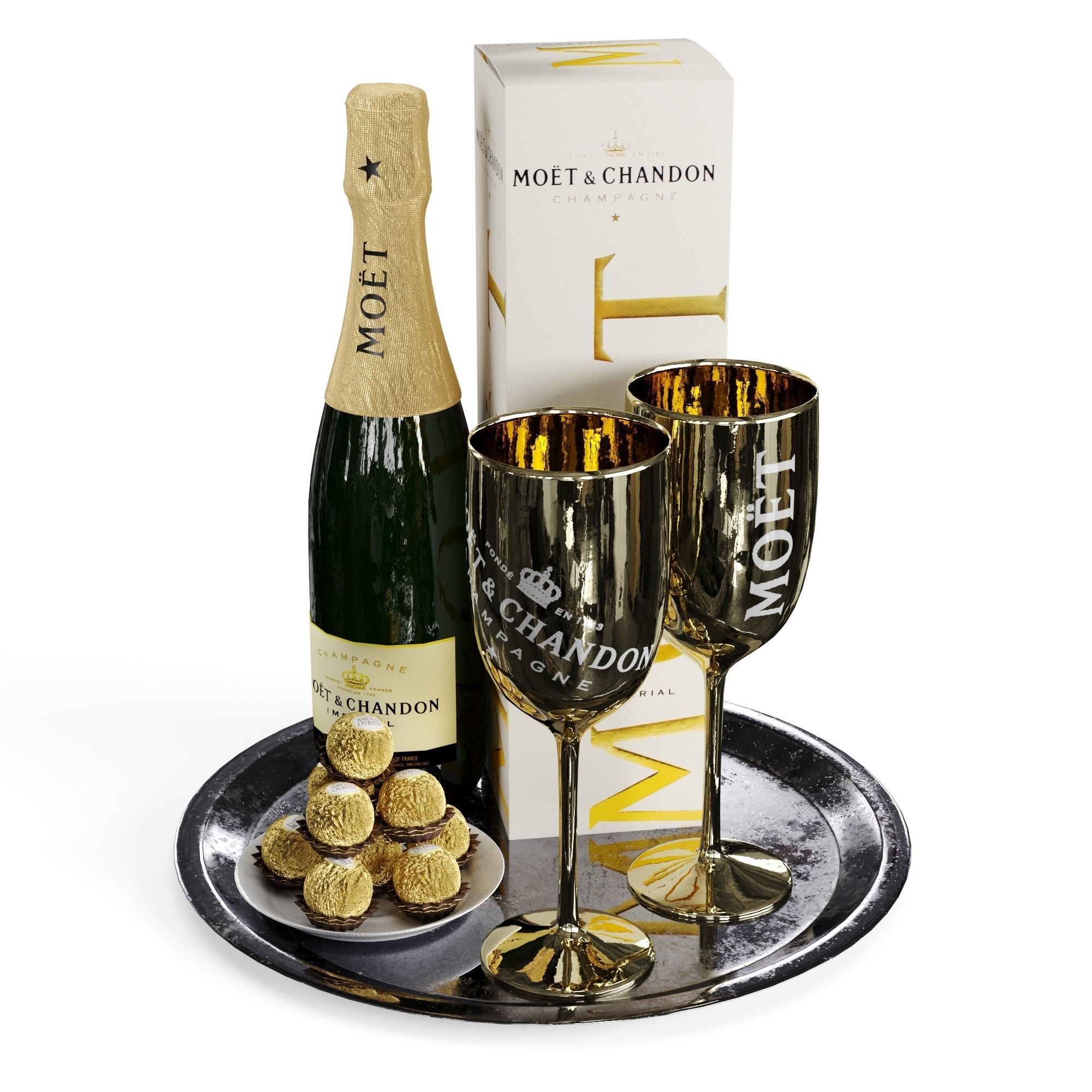 Champagne On A Tray set 2 3D model_8