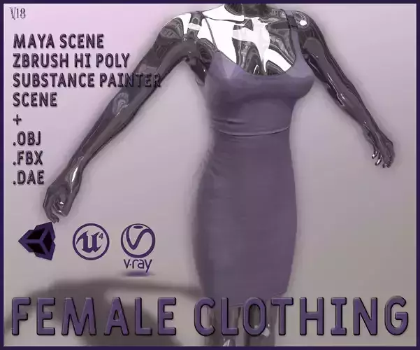 Female Dress Low-poly 3D model