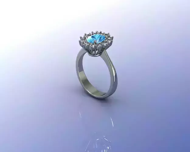 Ring gold with topaz and diamonds