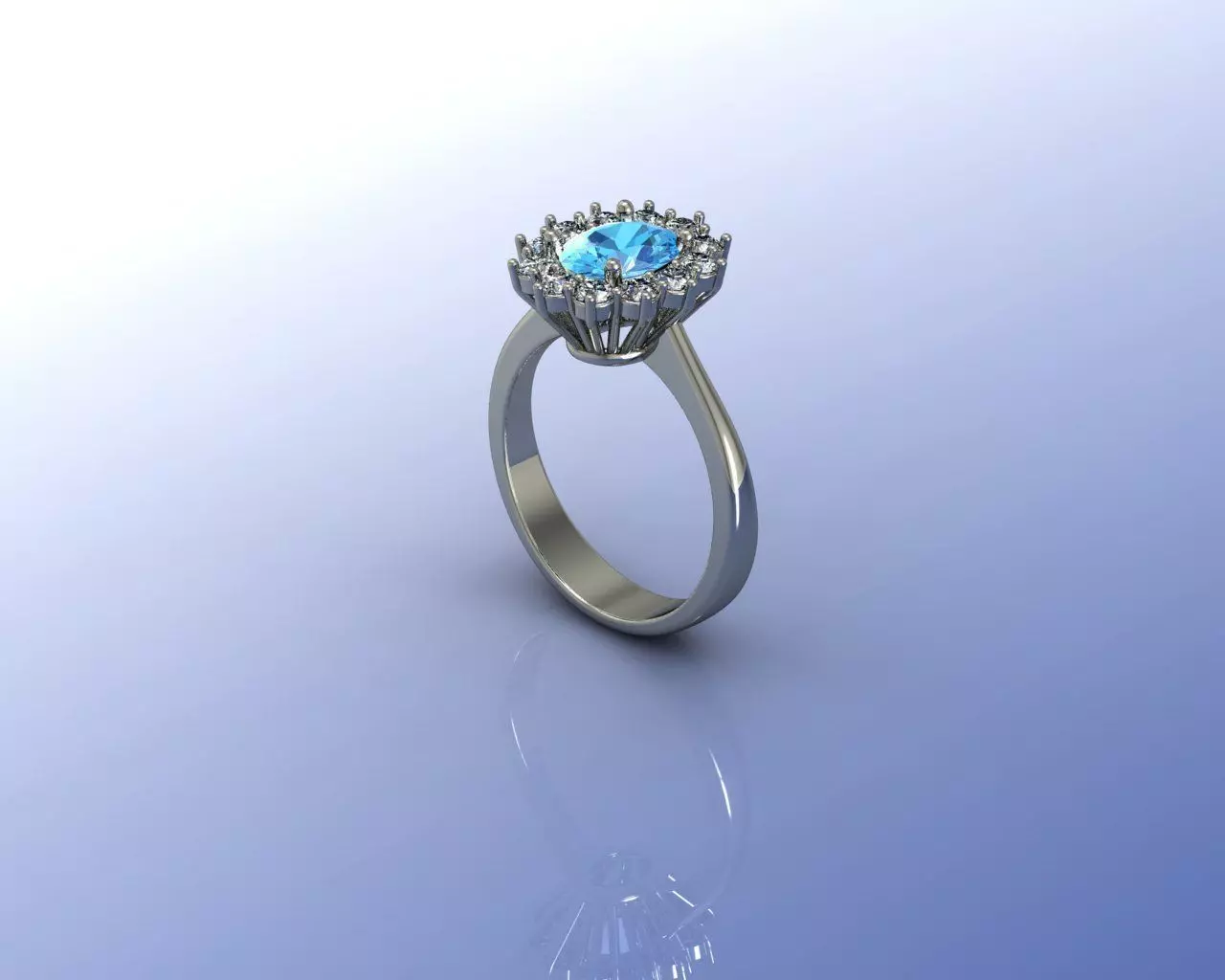 Ring gold with topaz and diamonds 3D print model_0