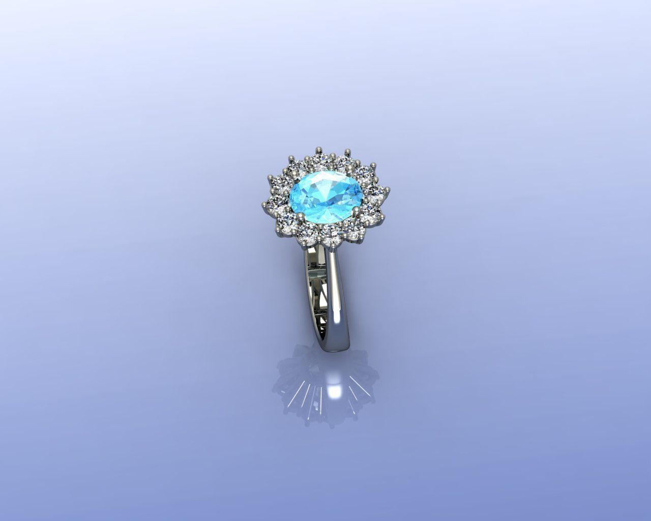 Ring gold with topaz and diamonds 3D print model_4