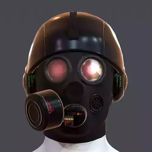 Gas mask helmet 3d model scifi Low-poly 