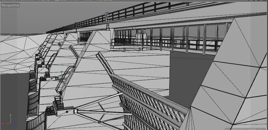 bridge dam game model V2 3D model_3