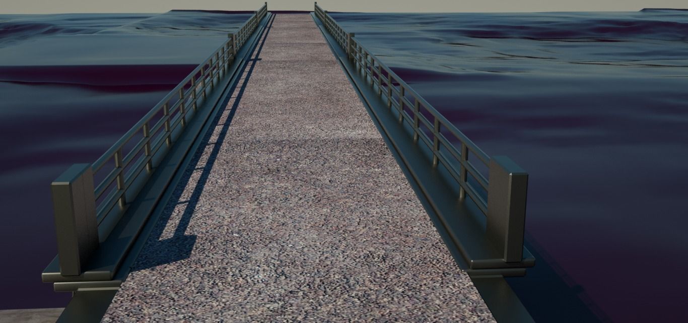 bridge dam game model V2 3D model_1
