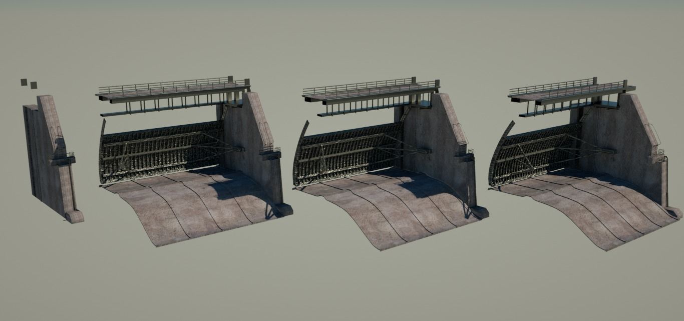 bridge dam game model V2 3D model_2