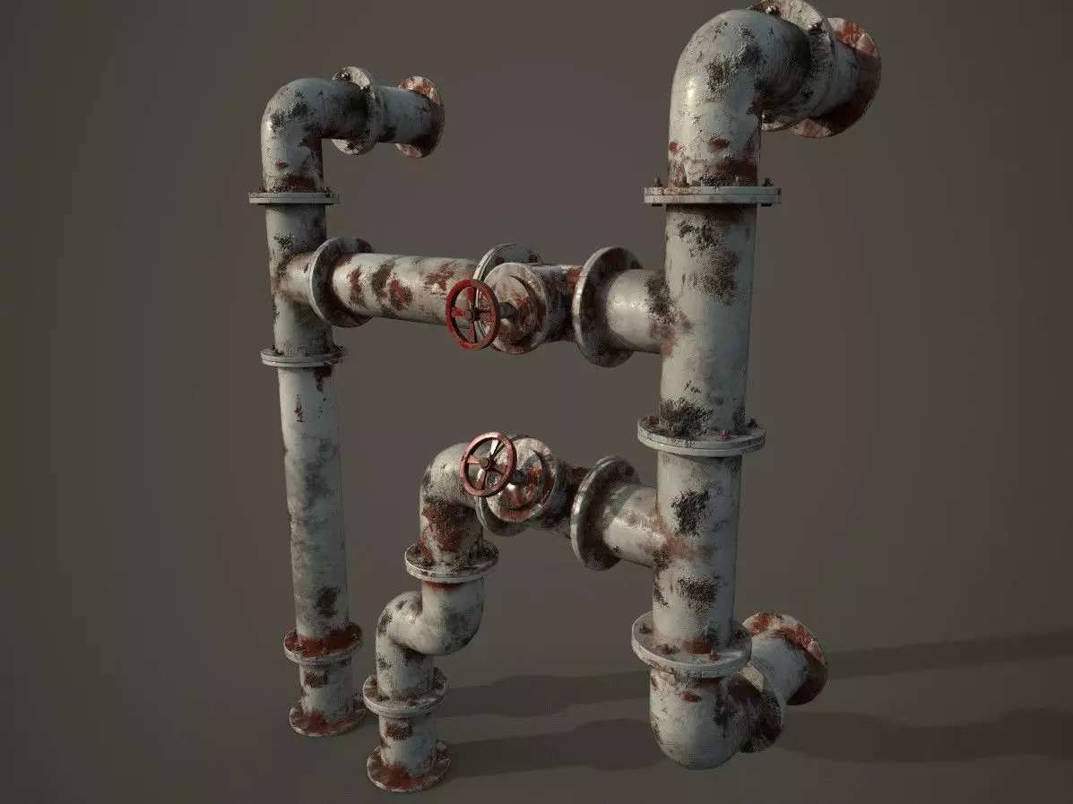 Old pipes Low-poly 3D model