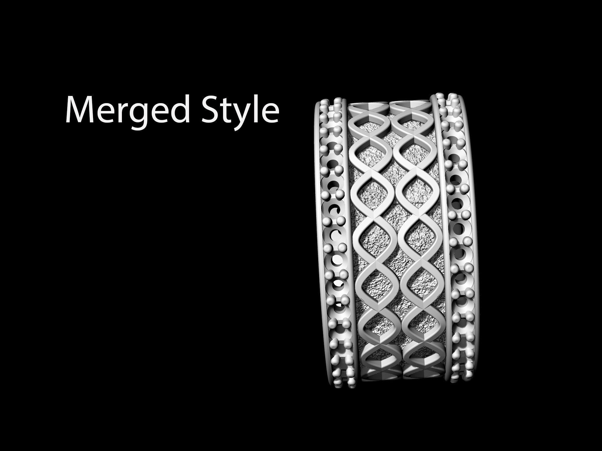Spiral Band Ring with gems 3D print model_9