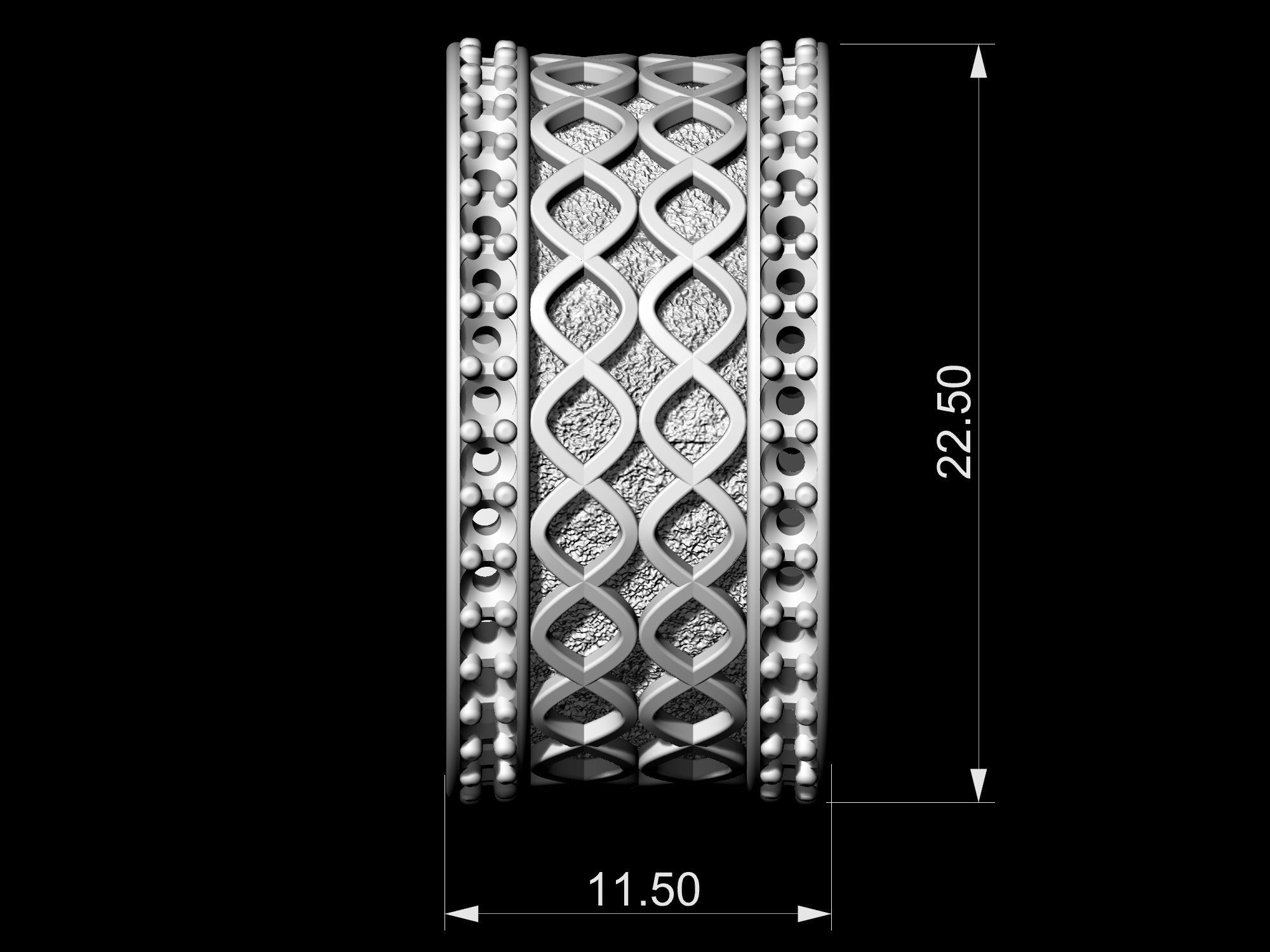 Spiral Band Ring with gems 3D print model_13