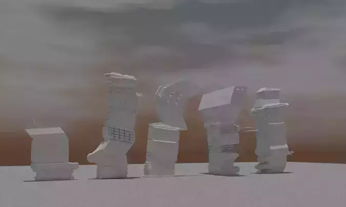 Sci Fi Buildings Pack of 5 Free low-poly 3D model