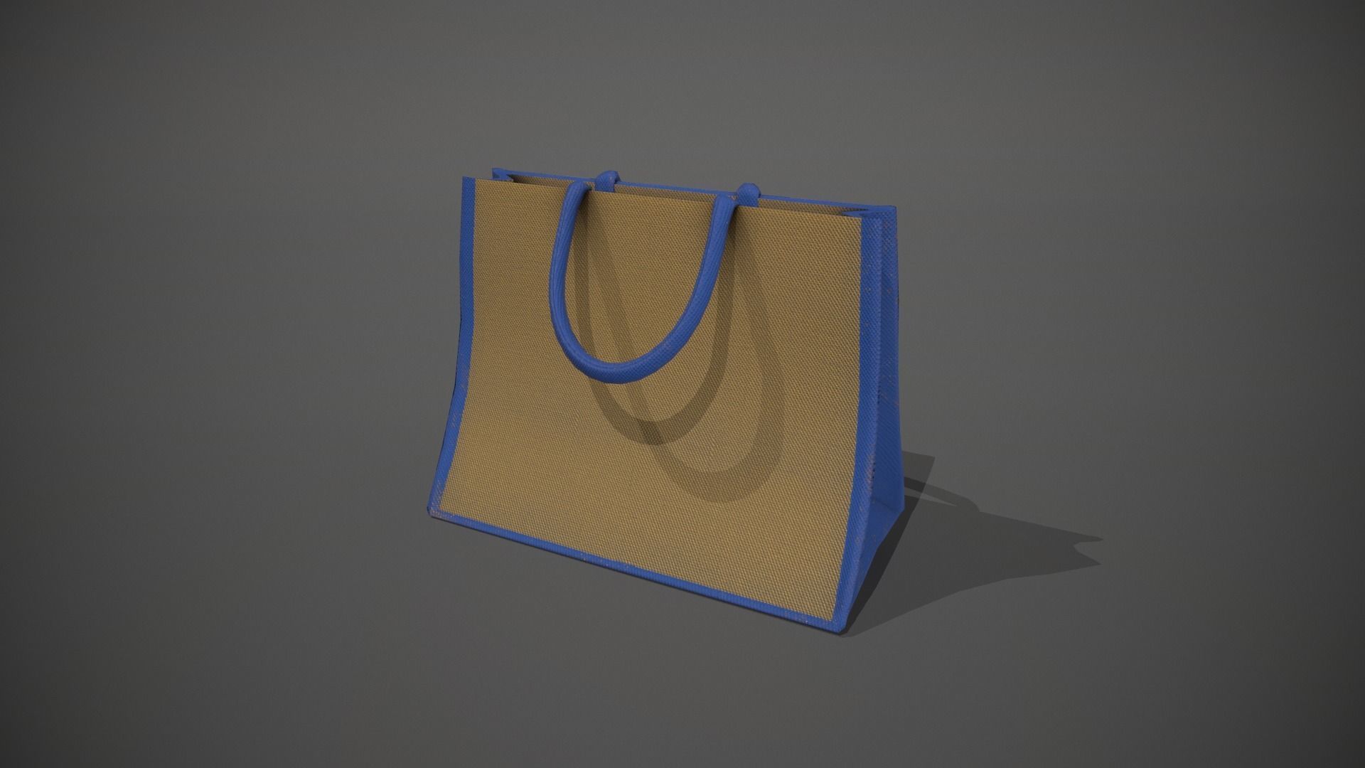 Blue Accent Hessian Shopping Bag Low-poly 3D model_10