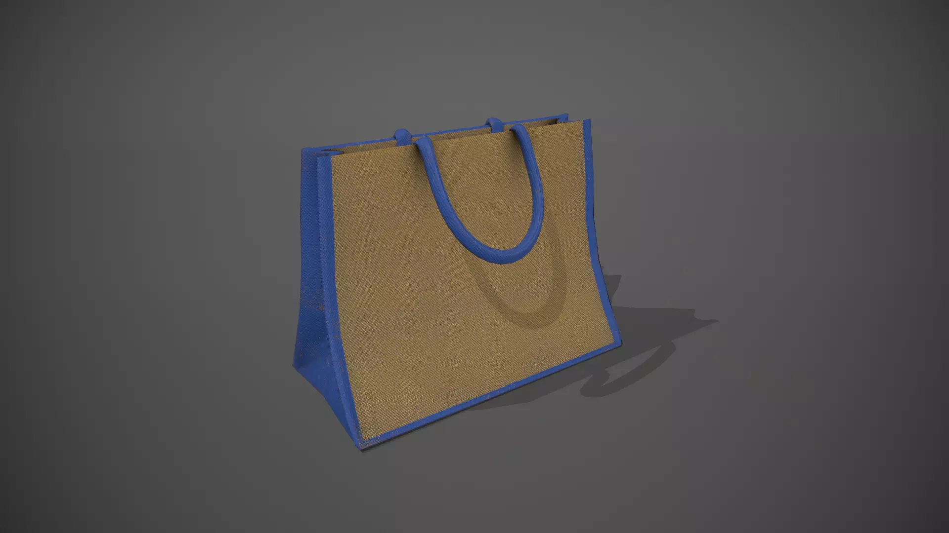 Blue Accent Hessian Shopping Bag Low-poly 3D model_0