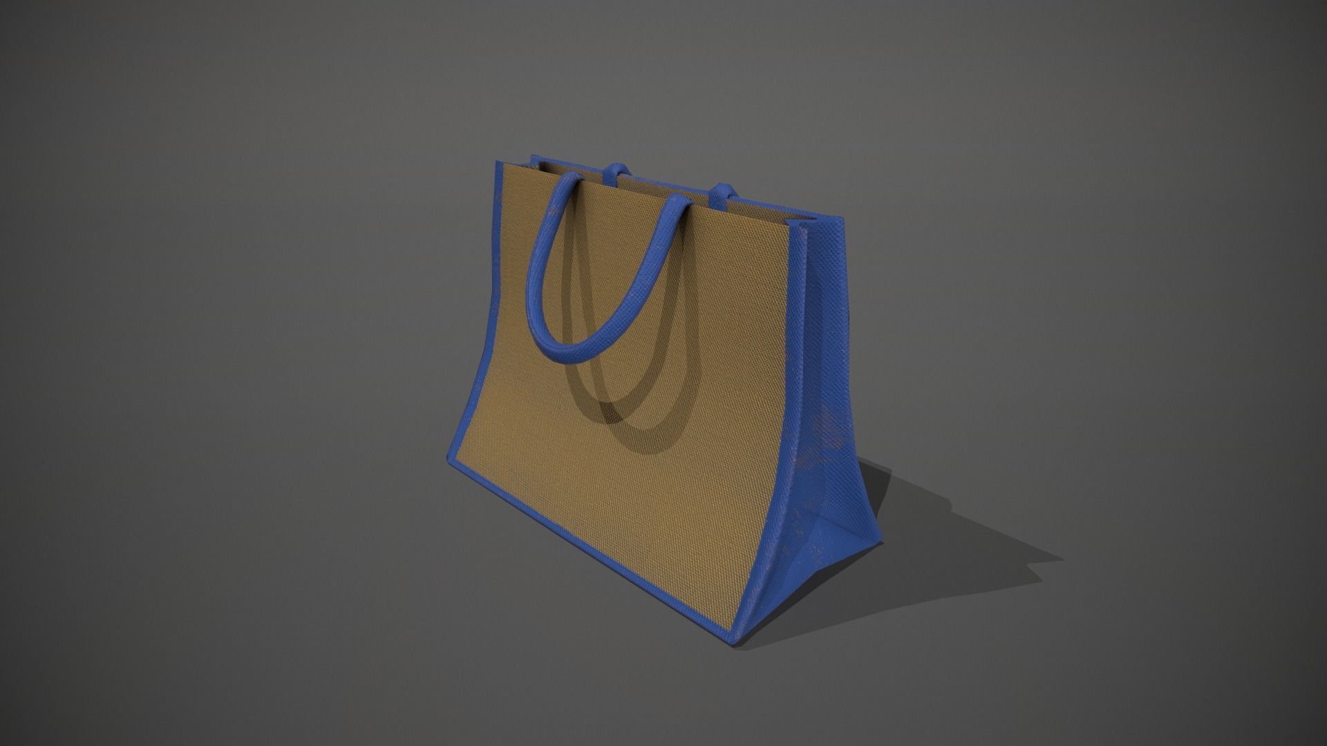 Blue Accent Hessian Shopping Bag Low-poly 3D model_4