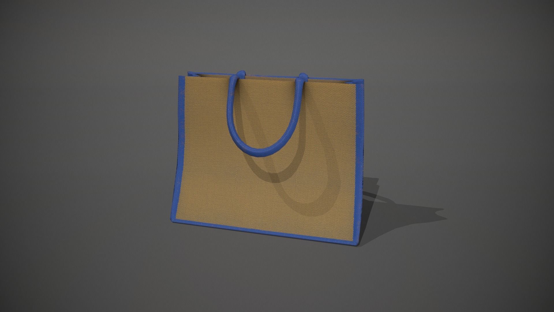 Blue Accent Hessian Shopping Bag Low-poly 3D model_5