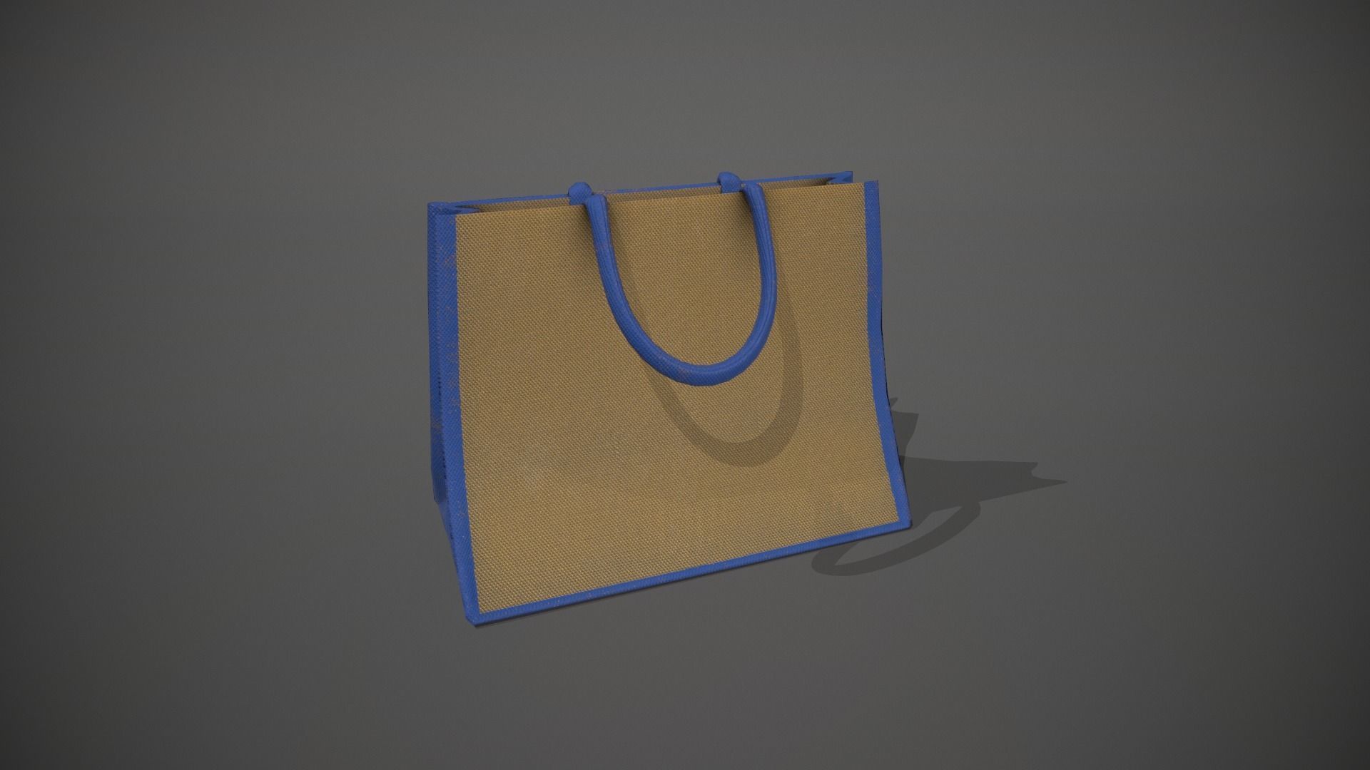 Blue Accent Hessian Shopping Bag Low-poly 3D model_6