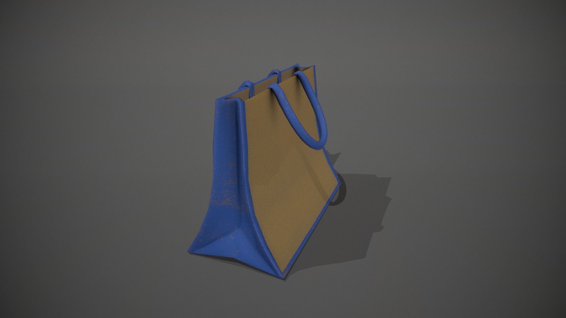 Blue Accent Hessian Shopping Bag Low-poly 3D model_2