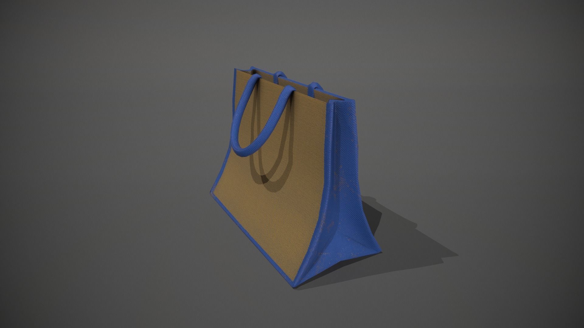Blue Accent Hessian Shopping Bag Low-poly 3D model_9