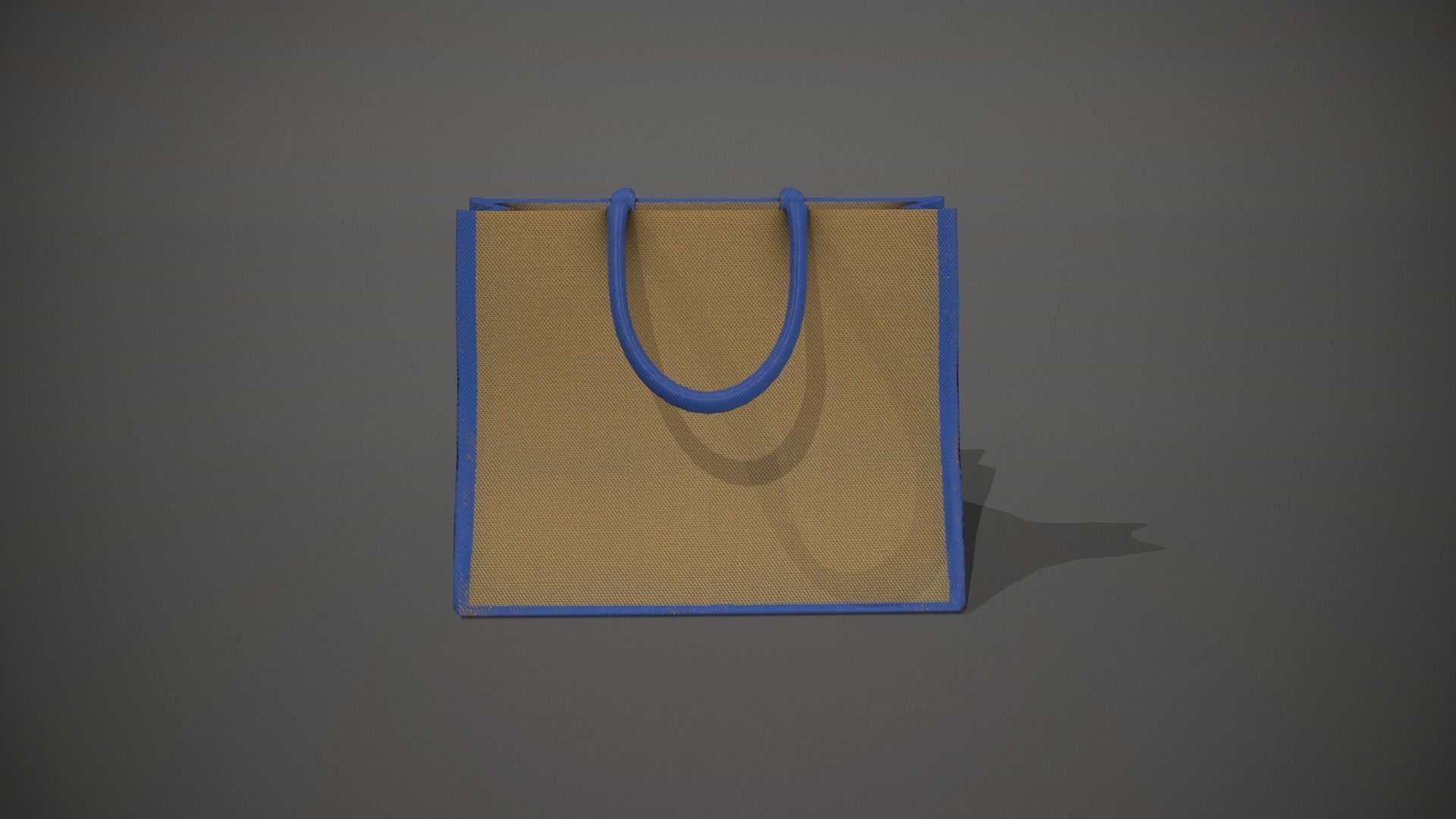 Blue Accent Hessian Shopping Bag Low-poly 3D model_1