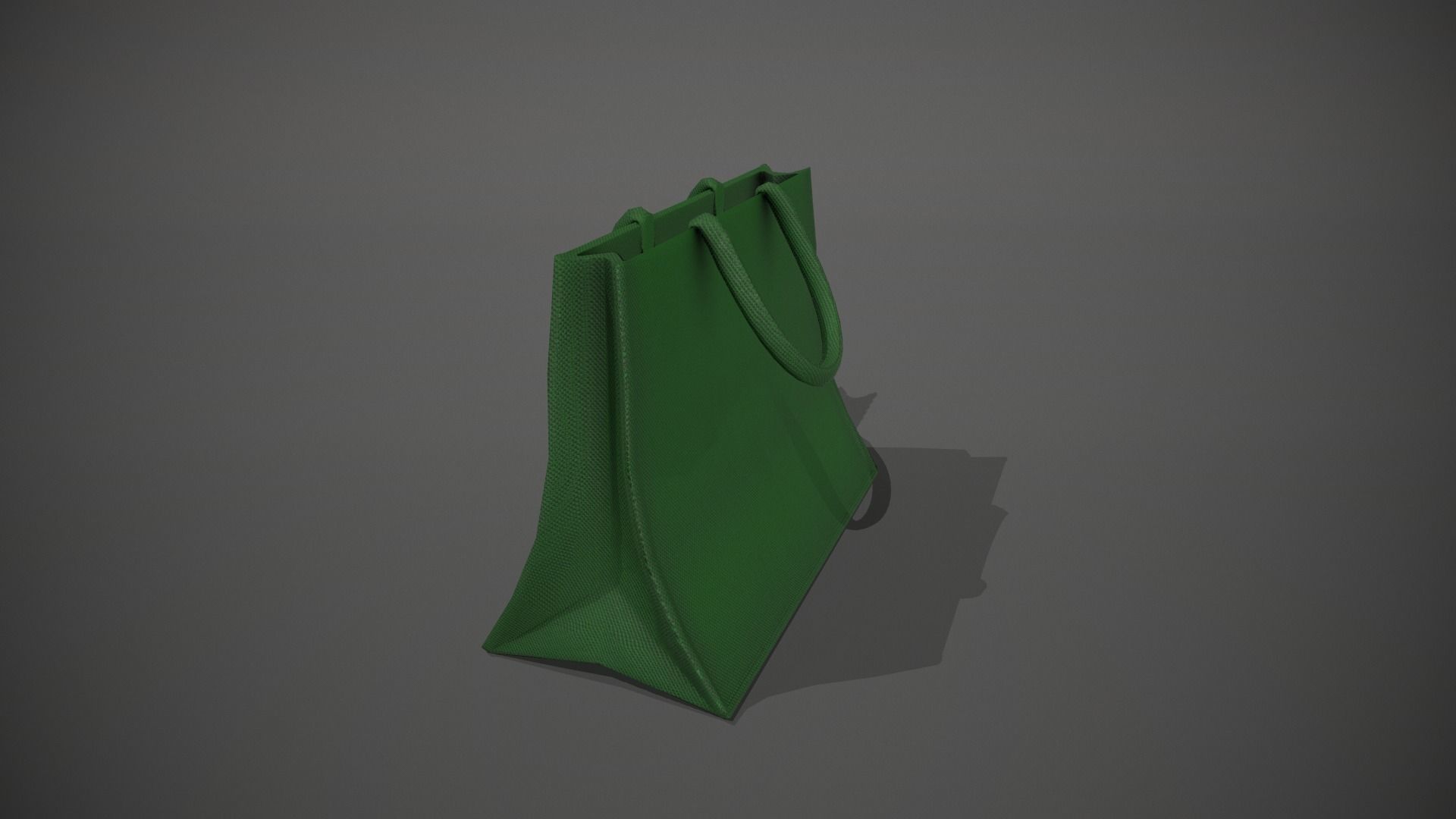 Green Hessian Shopping Bag Low-poly 3D model_2