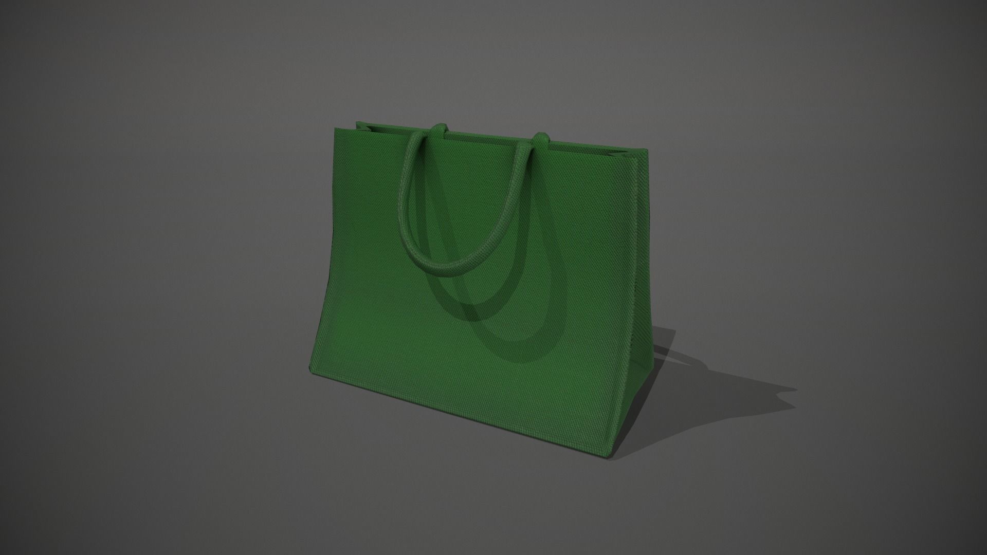 Green Hessian Shopping Bag Low-poly 3D model_10